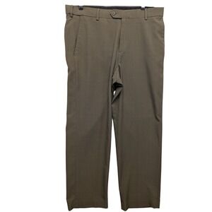 Covington‎ Dress Pants Mens 34x30 Olive Green Brown Flat Front Polyester C941206